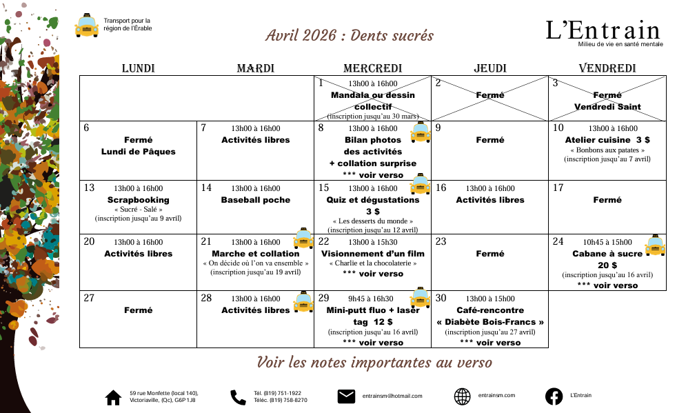 Activités avril 2026