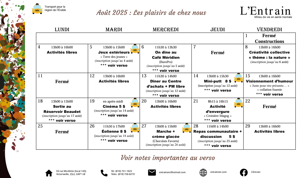 Calendrier août 2025