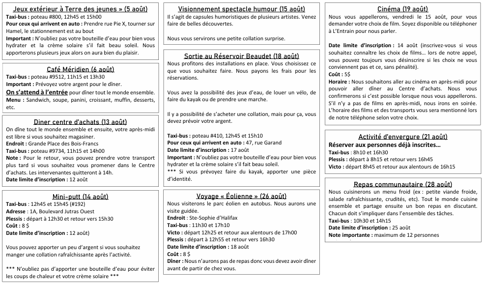 Calendrier août 2025