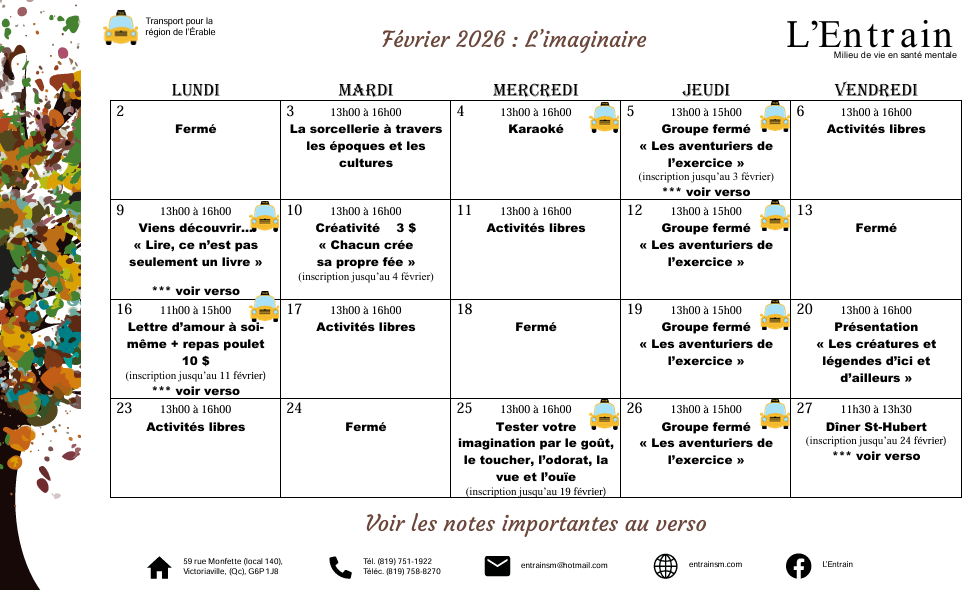 Activités de février