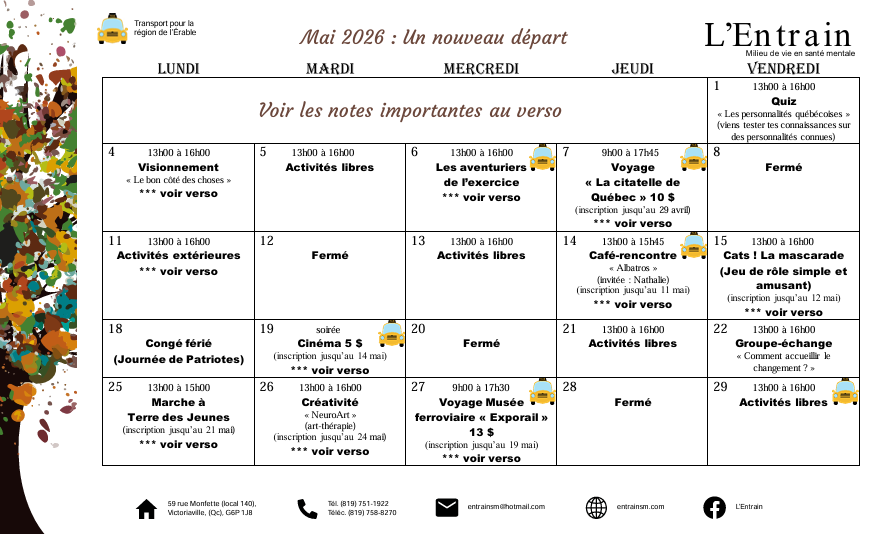 Activités de mai 2026